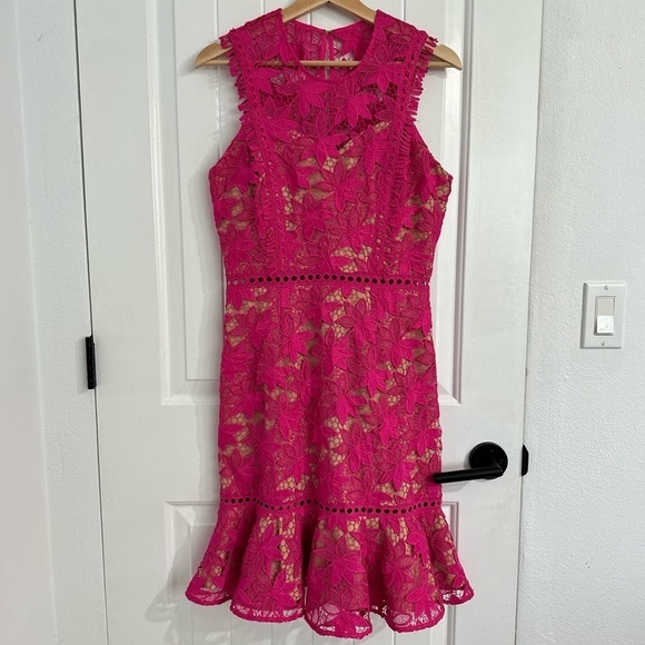 NWOT Adelyn Rae Bright Pink Lace Dress - Picture 1 of 6